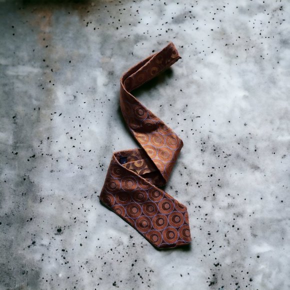 TED BAKER LONDON Burnt orange and Tan Geometric Silk Tie - Picture 2 of 5